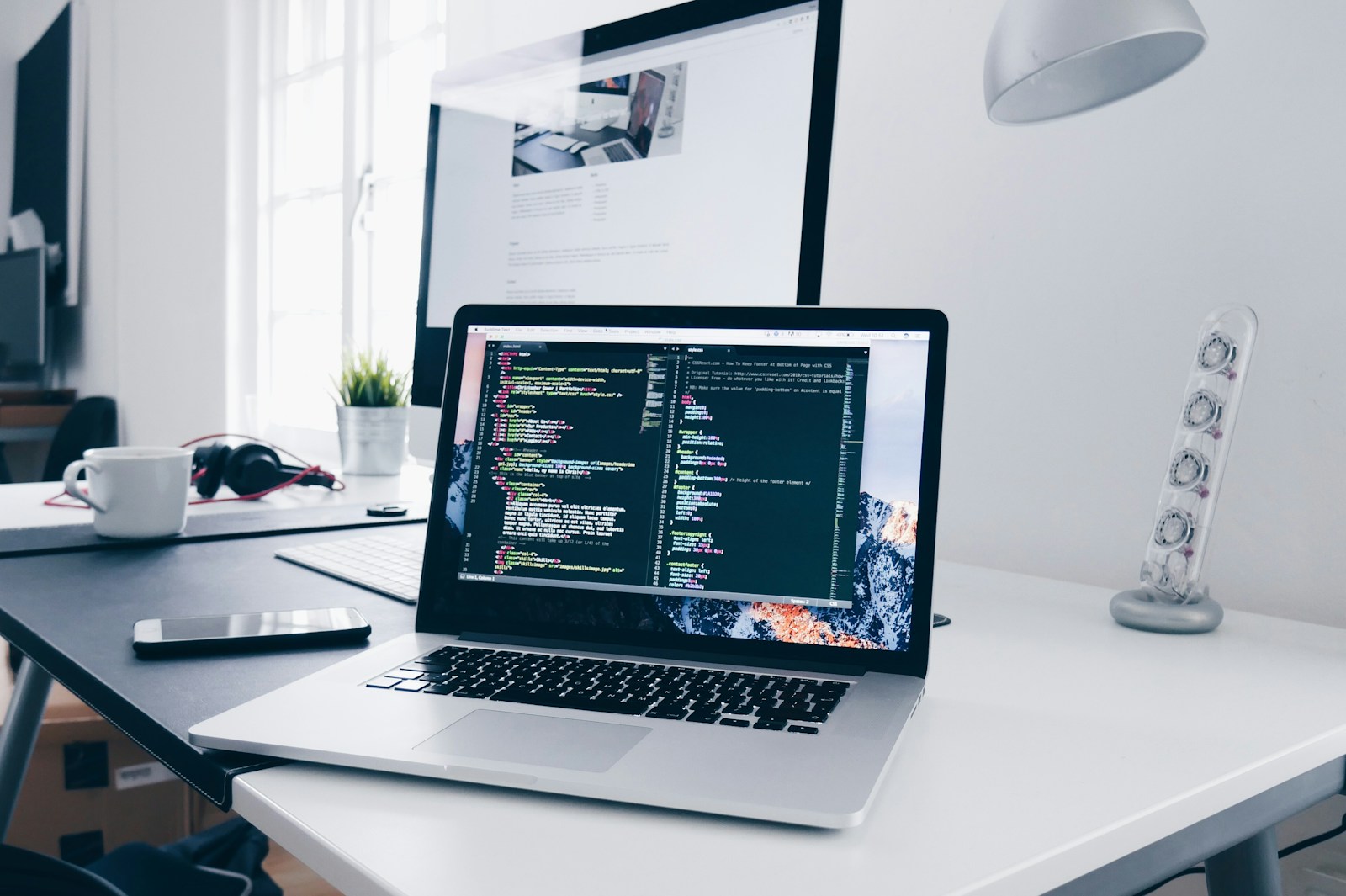 Developer working on software code